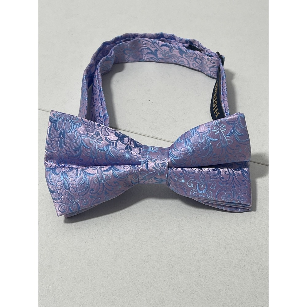 HISDERN Mens Lilac Blue Floral Jacquard Pre Tied Bowtie Adjustable‎